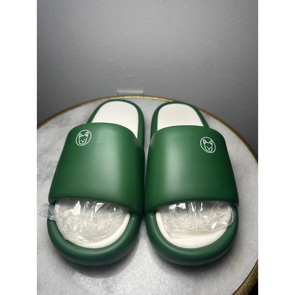 Green EVA Foam Platform Slide Sandals Mens Size Dog Graphic New